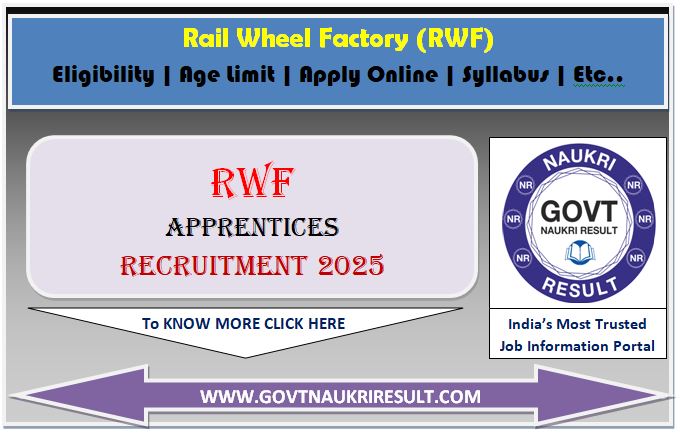  Rail Wheel Factory RWF Apprentices Online Form 2025 