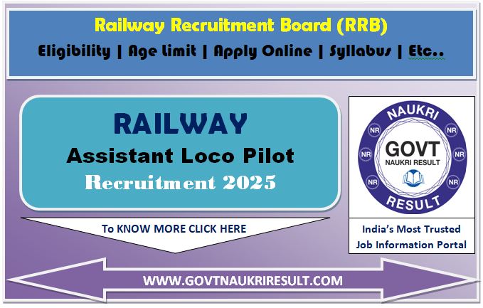  Railway RRB Assistant Loco Pilot ALP Online Form 2025 