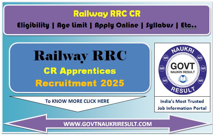  Central Railway RRC CR Apprentices Online Form 2025 