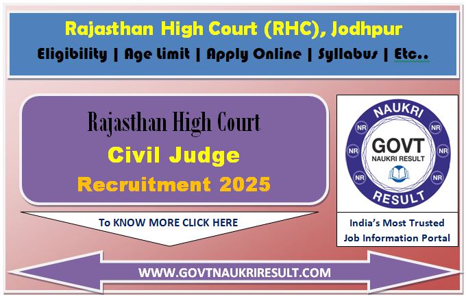  Rajasthan High Court Civil Judge Online Form 2025 