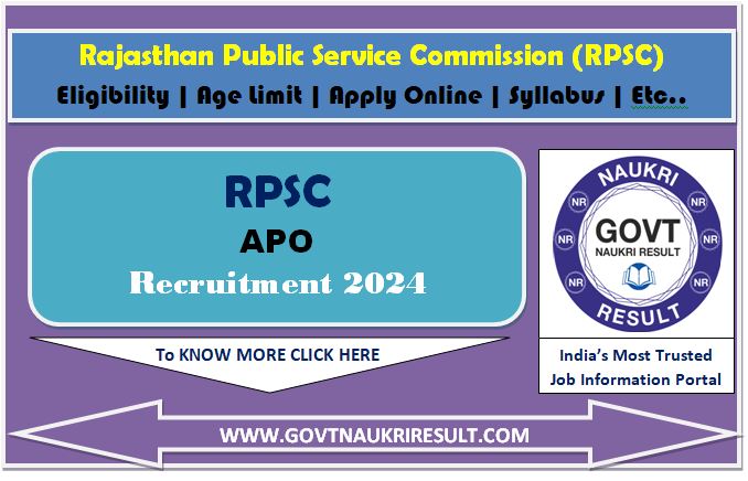  RPSC APO 2024 Pre Result with Marks 