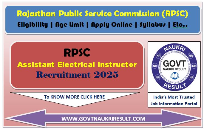  RPSC Assistant Electrical Inspector Online Form 2025 