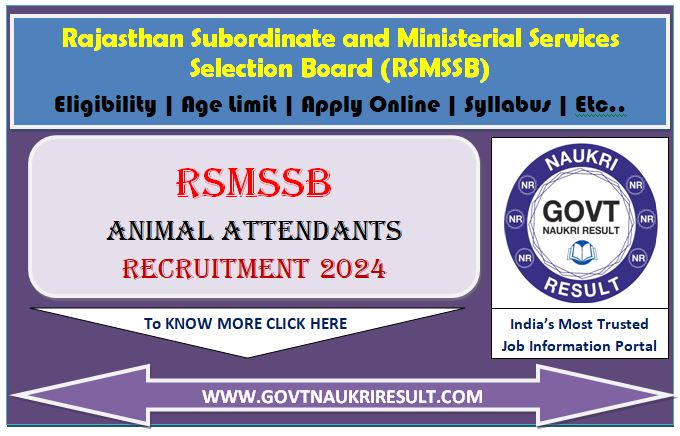  RSSB Animal Attendant Result 2025 