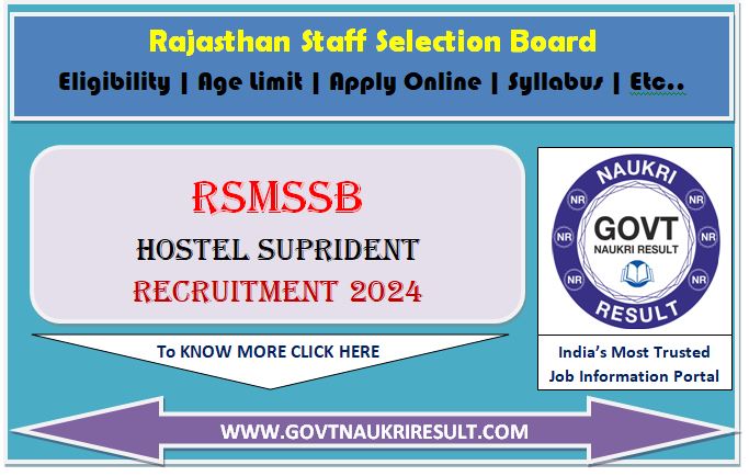  RSMSSB Supervisor Woman Empowerment Result 2024 
