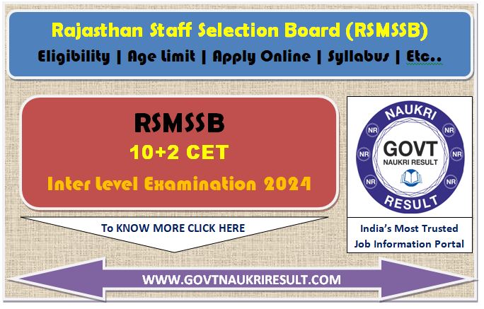  RSMSSB CET 12th Inter Level Result with Marks 2025 