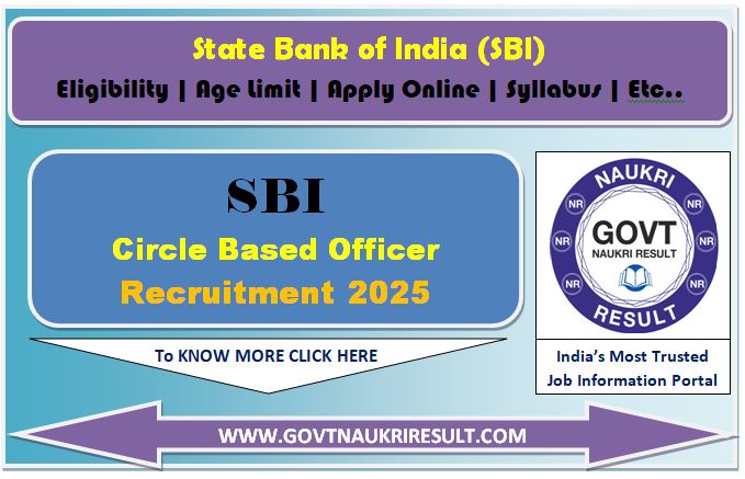 SBI Circle Based Officers CBO Online Form 2025 