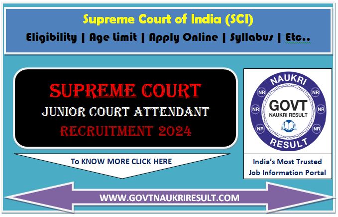  Supreme Court Of India Junior Court Attendant Final Result 2024 