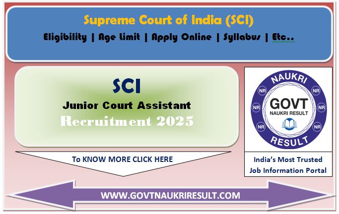  SCI Junior Court Assistant Admit Card 2025 