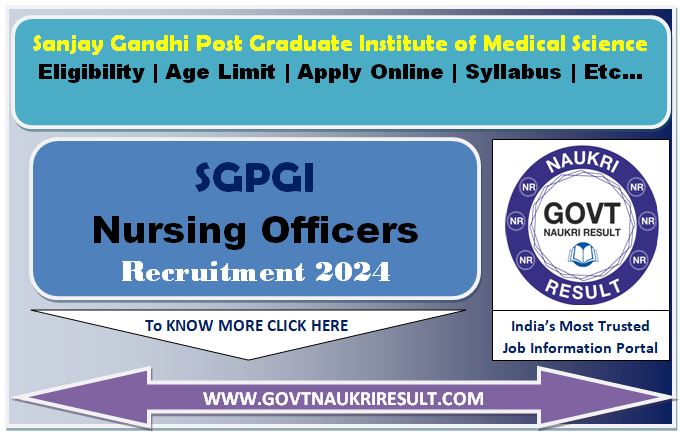 SGPGI Nursing Officer Result 2024 
