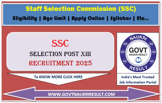  SSC Selection Post Phase 13 Admit Card 2025 