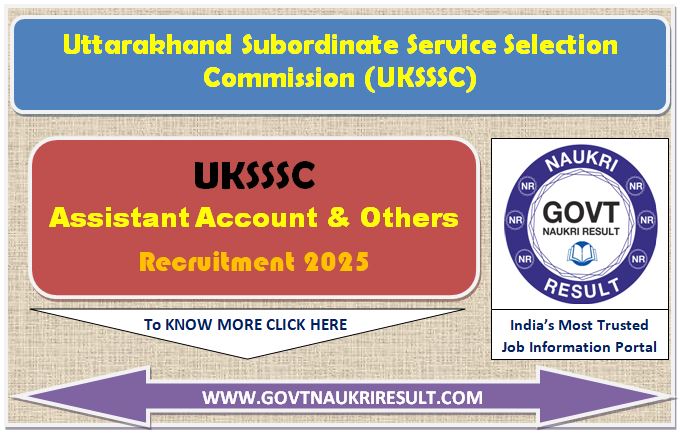  UKSSSC Assistant Accountant and Other Post Online Form 2025 