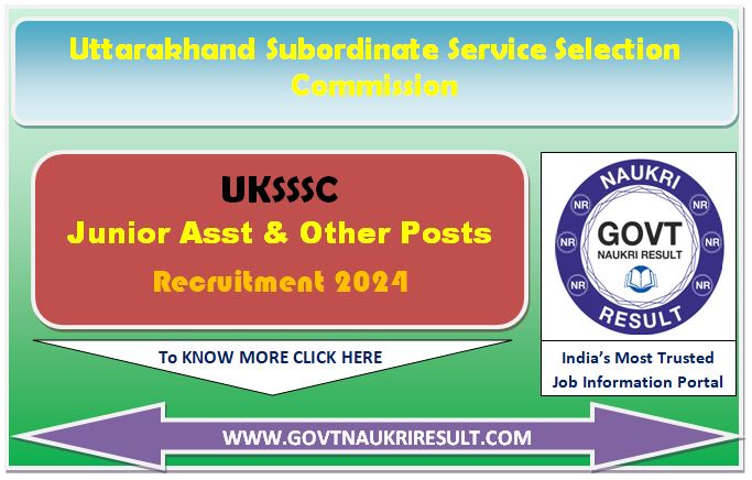  UKSSSC Junior Assistant and Other Post 2024 Admit Card 