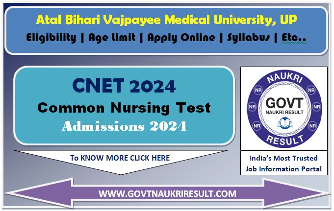  UP Common Nursing Admission Test UP CNET Online Form 2024  