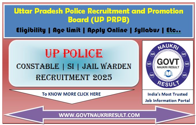  UP Police Constable, Sub Inspector, Jail Warden Upcoming Recruitment 2025 