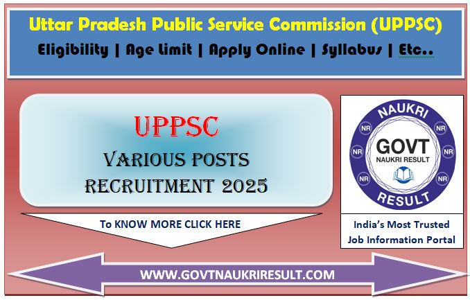  UPPSC Various Post Online Form 2025 