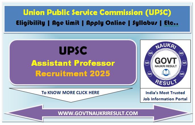  UPSC Assistant Professor Online Form 2025 