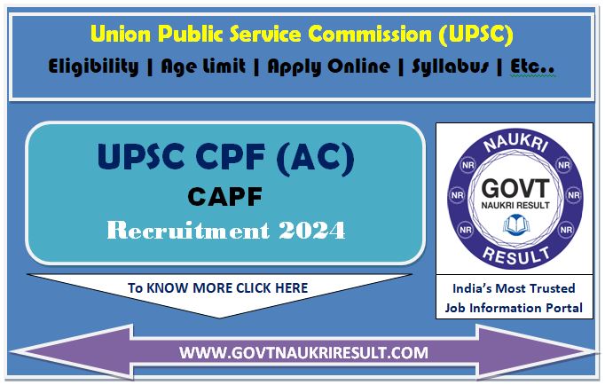  UPSC CAPF Assistant Commandant Online Form 2024  