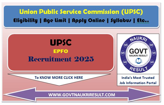  UPSC EPFO Online Form 2025 for 230 Post 