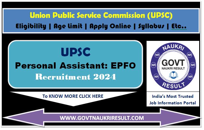  UPSC EPFO Personal Assistant PA Result 2024  