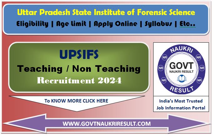  UPSIFS Lucknow Teaching / Non Teaching Various Post Online Form 