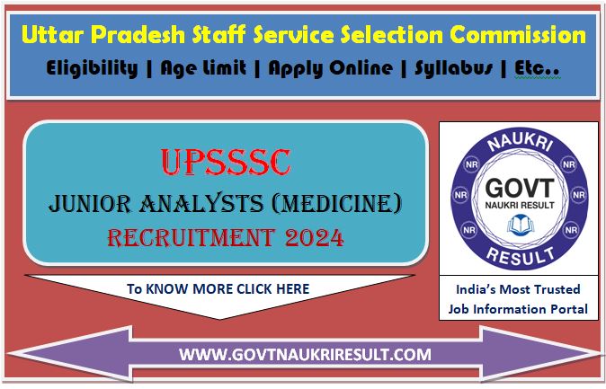  UPSSSC Junior Analyst Drugs 2024 Admit Card 