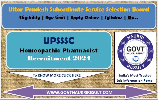  UPSSSC Homeopathic Pharmacist 2024 Admit Card 