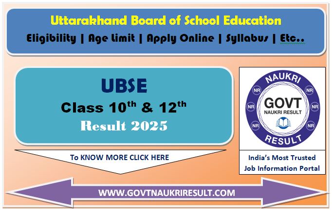  Uttarakhand Board UBSE Class 10th, 12th Result 2025 