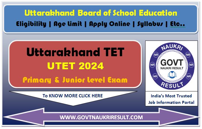  Uttarakhand TET UTET 2024 Result 
