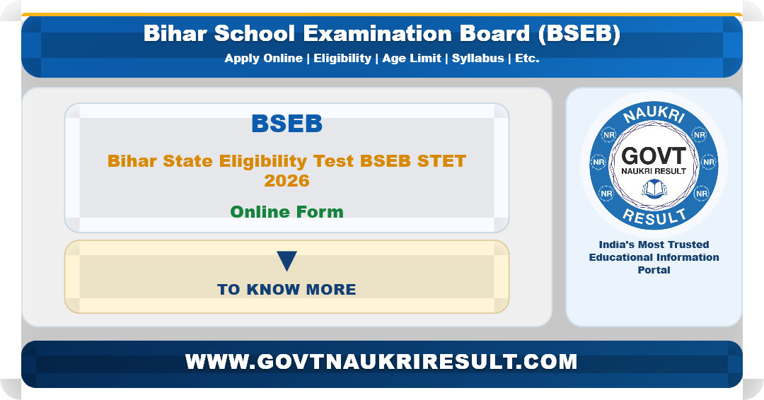 Bihar State Eligibility Test BSEB STET 2026 Apply Online