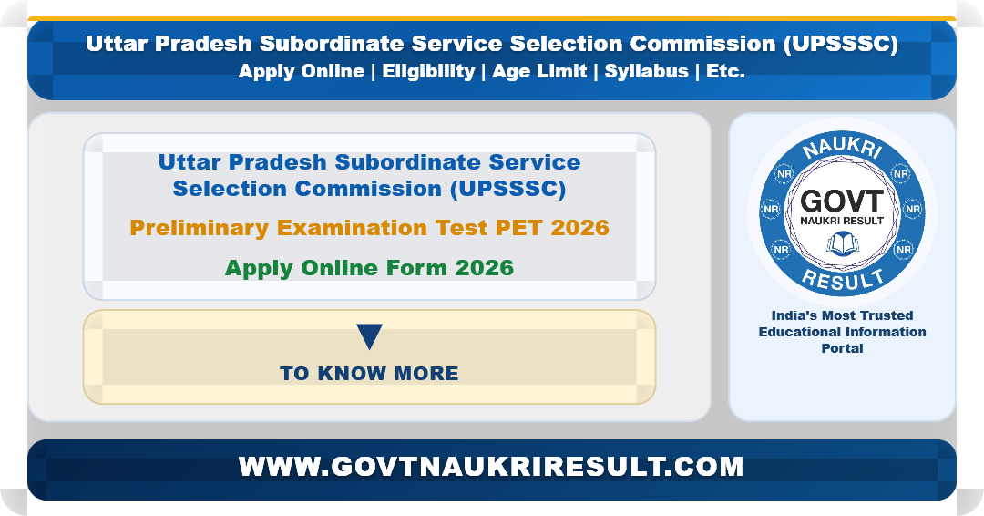 UP UPSSSC Preliminary Examination Test PET 2026 Apply Online Form 2026