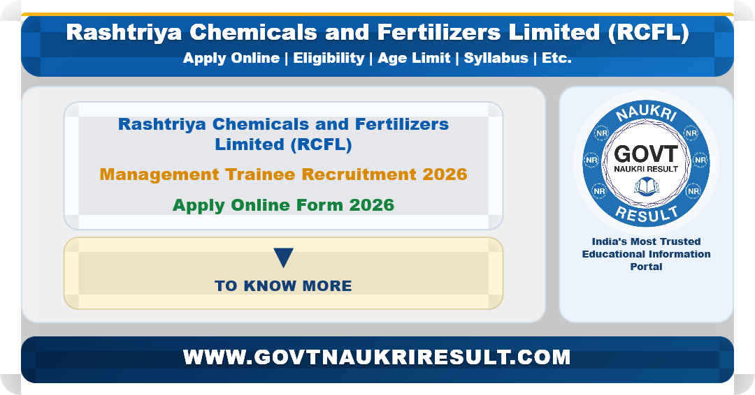 RCFL Management Trainee Recruitment 2026 Apply Online for 94 Post