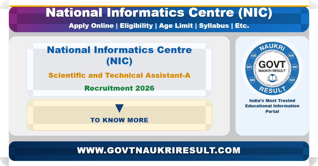 NIC Scientific & Technical Assistant Recruitment 2026 Apply Online