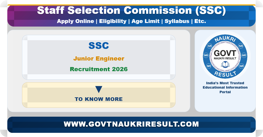 SSC Junior Engineer JE Recruitment 2026 Apply Online for 1748 Post
