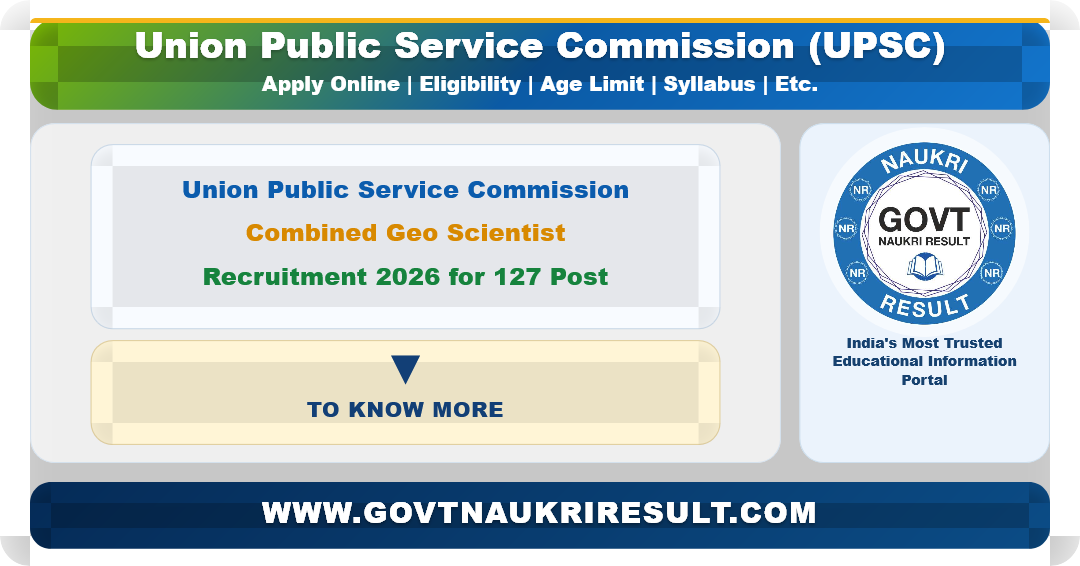 UPSC CGSPE 2027 Combined Geo Scientist Recruitment 2026 Apply Online for 127 Post