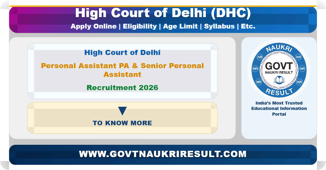 Delhi High Court Senior Personal Assistant and Personal Assistant Recruitment 2026 Apply Online